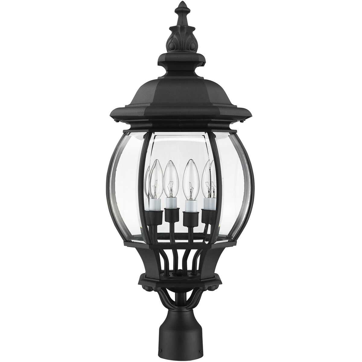 Frontenac 4 Light 27 inch Textured Black Outdoor Post Top Lantern