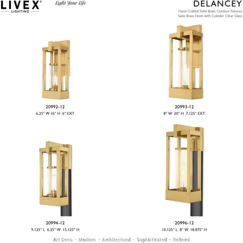 Delancey 1 Light 16 inch Satin Brass Outdoor Wall Lantern