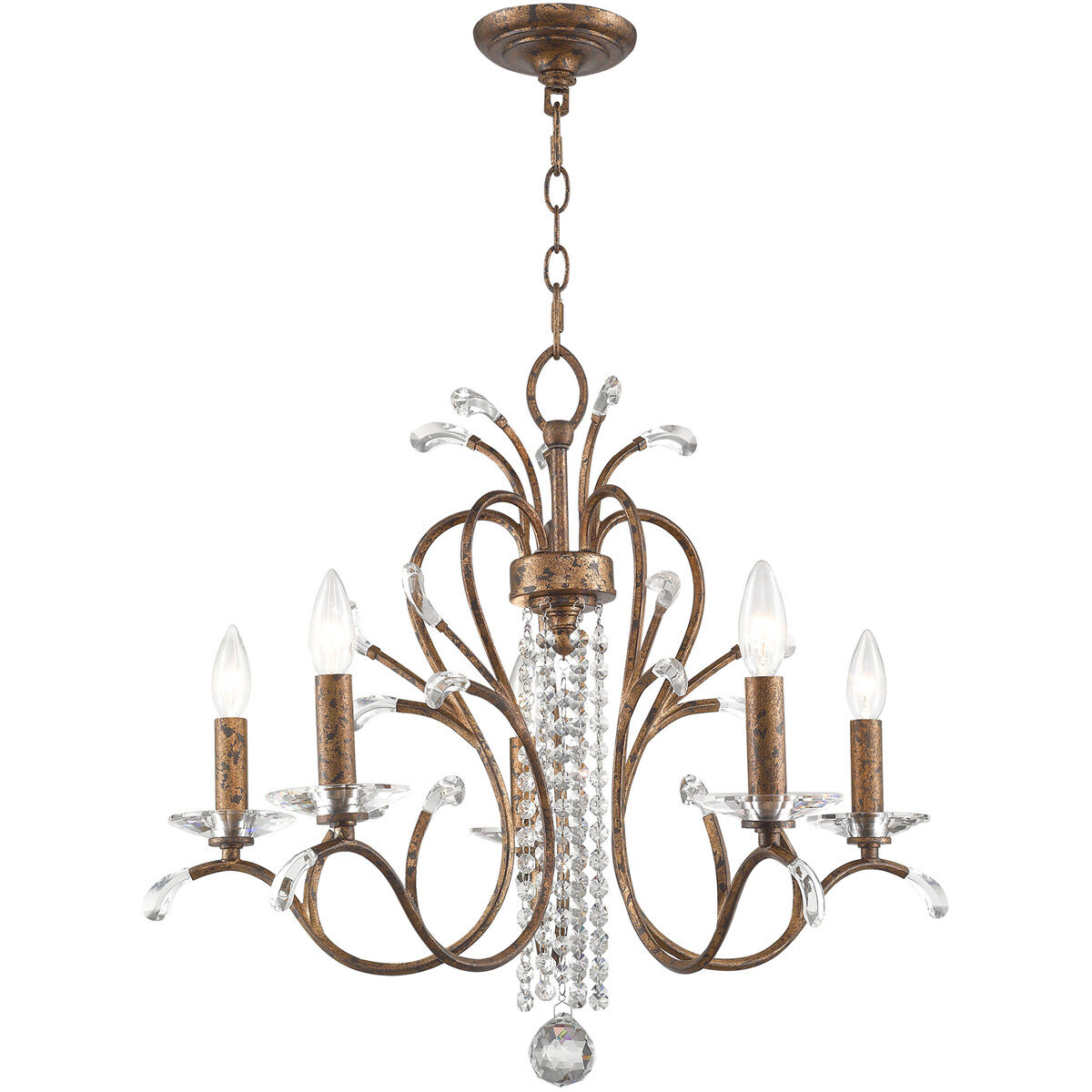 Serafina 5 Light 26 inch Hand Applied Venetian Golden Bronze Chandelier Ceiling Light