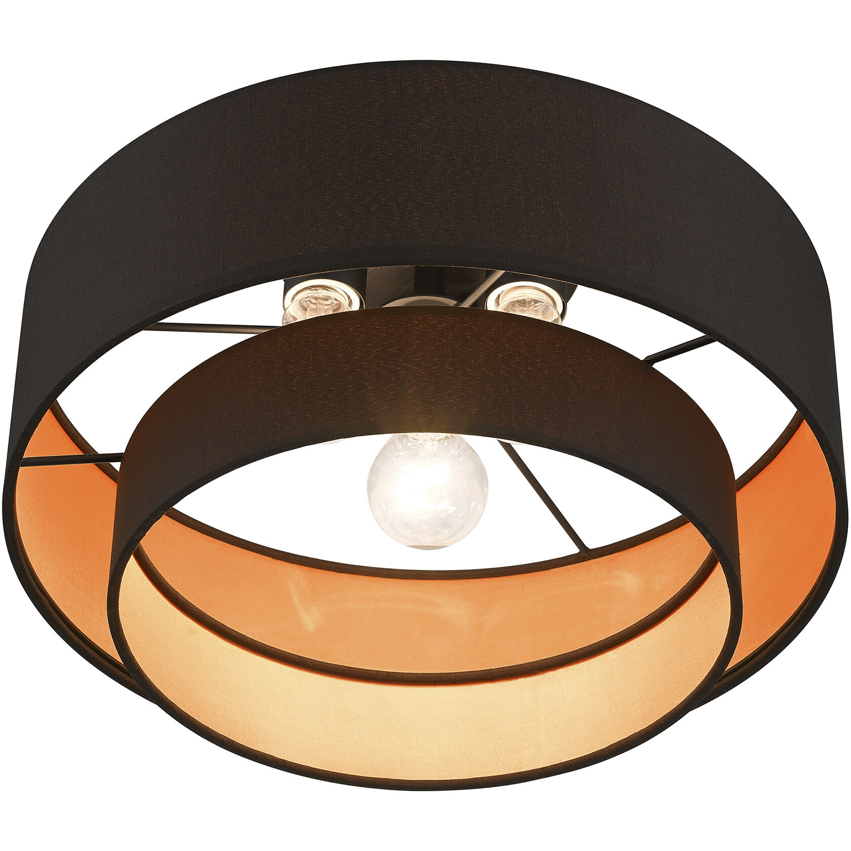 Sentosa 3 Light 15 inch Black Semi Flush Mount Ceiling Light, Large