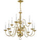 Williamsburgh 12 Light 26 inch Polished Brass Chandelier Ceiling Light