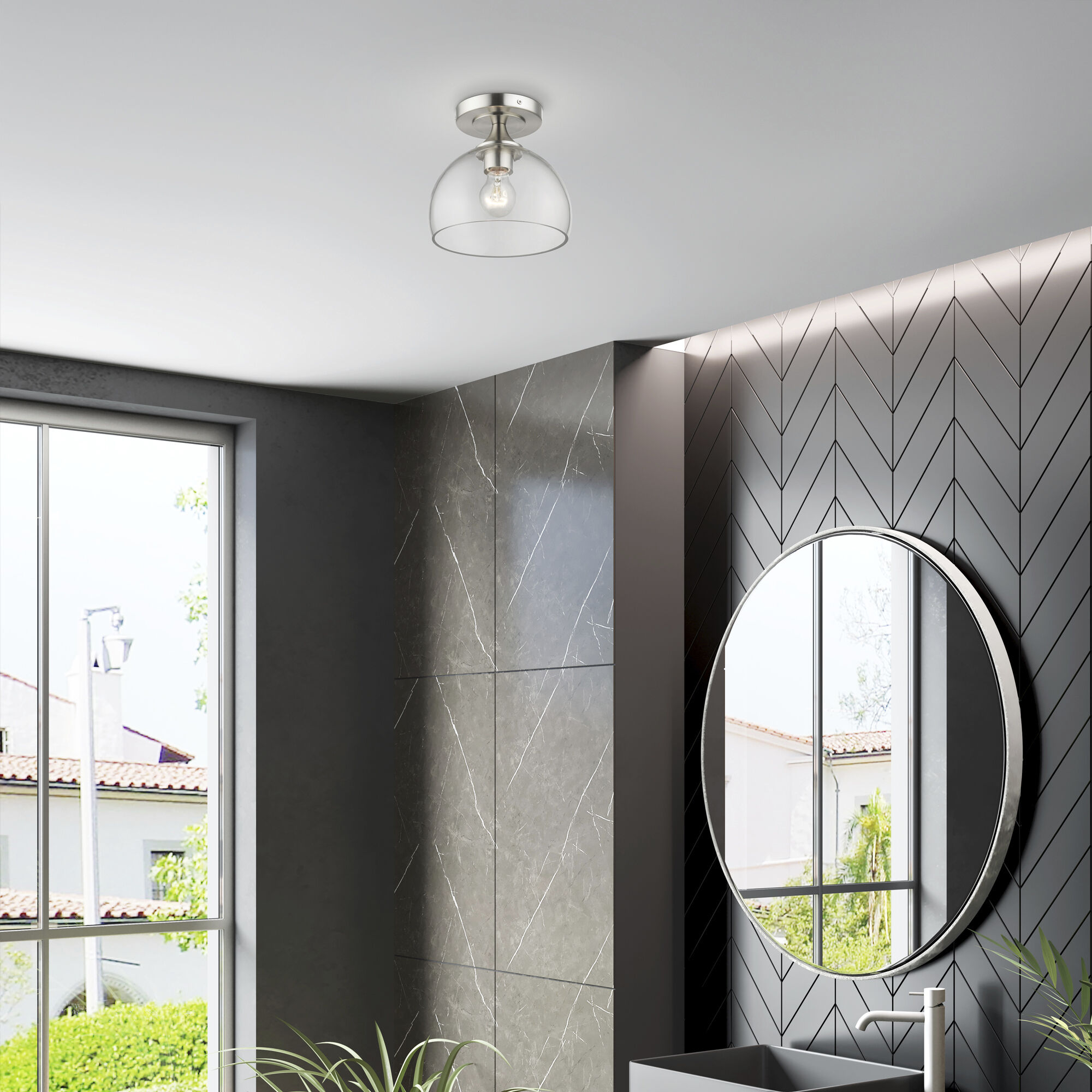 Glendon 1 Light 8.25 inch Brushed Nickel Semi-Flush Ceiling Light