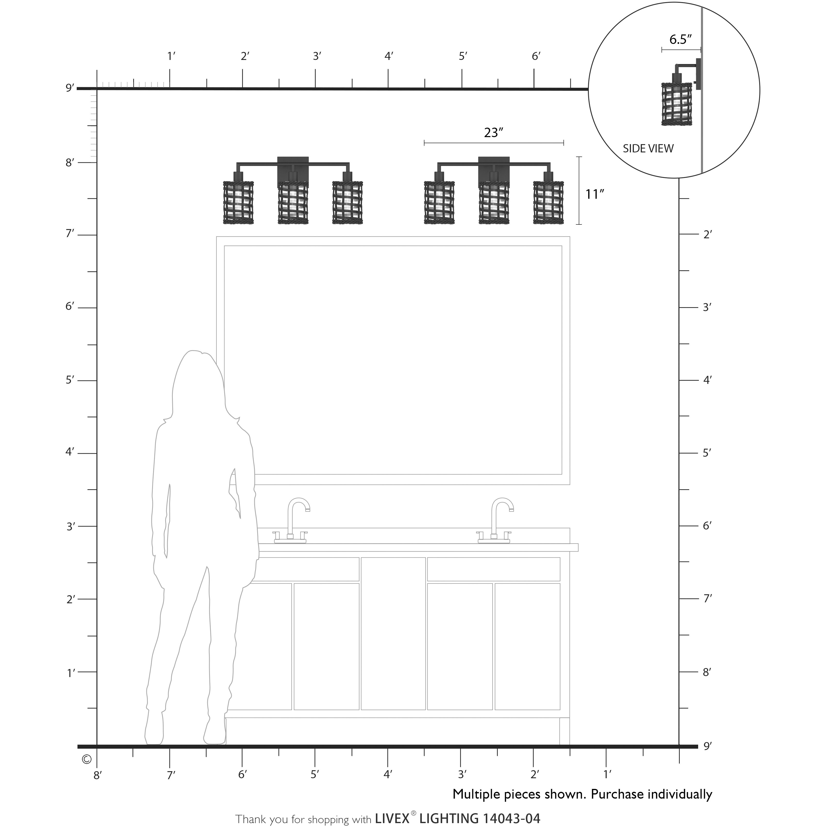 Twinewell 3 Light 23 inch Black Vanity Wall Sconce Wall Light