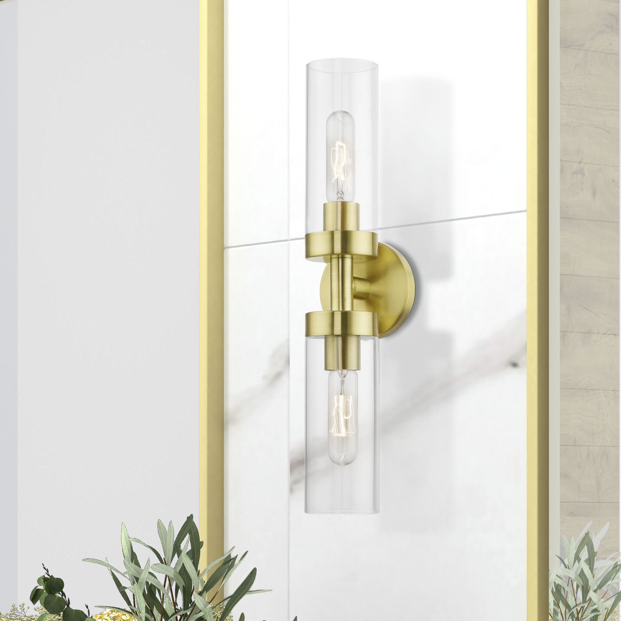Ludlow 2 Light 4.25 inch Satin Brass Vanity Sconce Wall Light