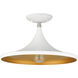 Waldorf 1 Light 14 inch White with Brushed Nickel Finish Accents Semi-Flush Ceiling Light