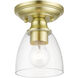 Montgomery 1 Light 5 inch Satin Brass Semi-Flush Ceiling Light, Petite