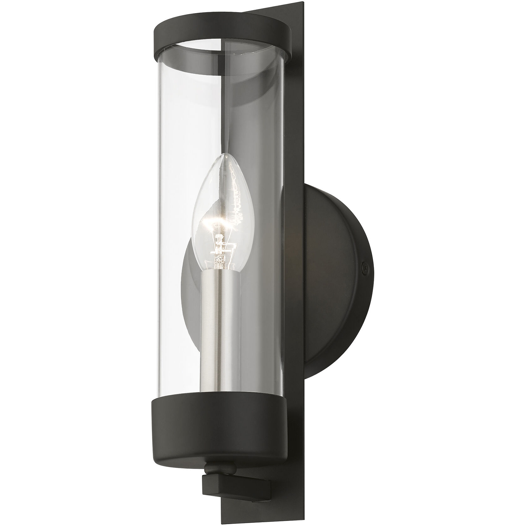 Castleton 1 Light 5 inch Black with Brushed Nickel Candle Single Sconce Wall Light, Single