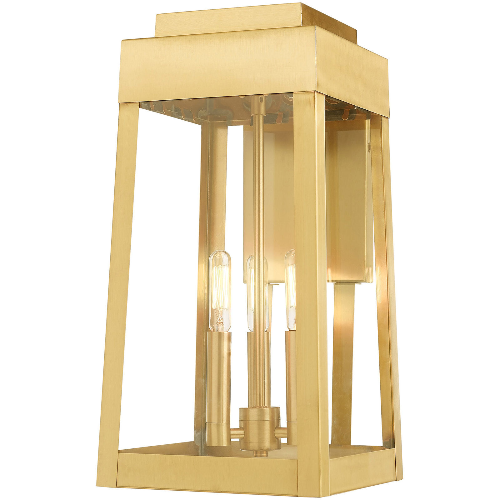 Oslo 3 Light 16 inch Satin Brass Outdoor Wall Lantern