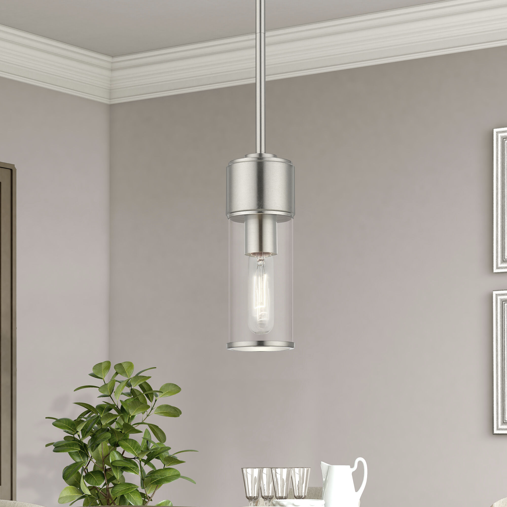 Quincy 1 Light 4.75 inch Brushed Nickel Mini Pendant Ceiling Light