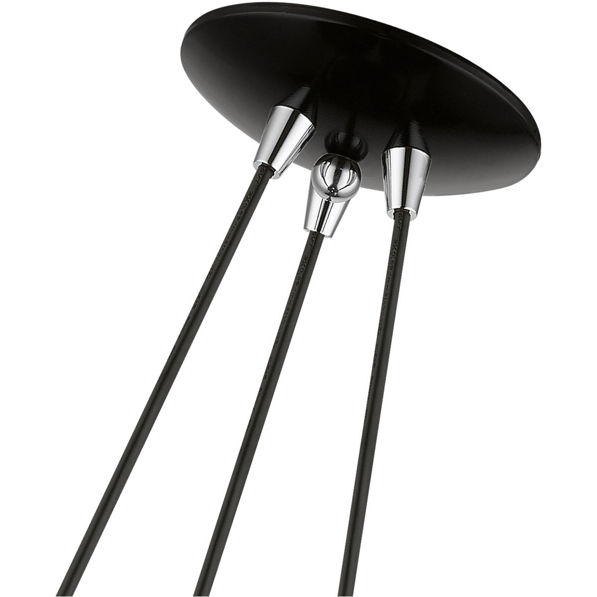 Amador 3 Light 25 inch Shiny Black with Polished Chrome Accents Cluster Pendant Ceiling Light