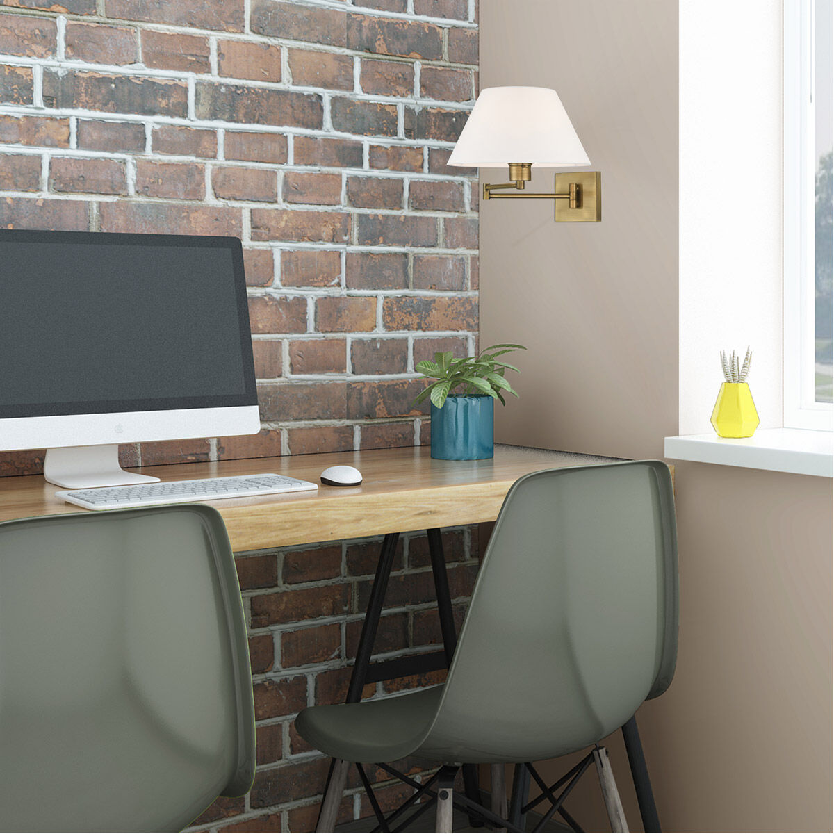 Allison 25 inch 100.00 watt Antique Brass Swing Arm Wall Lamp Wall Light 