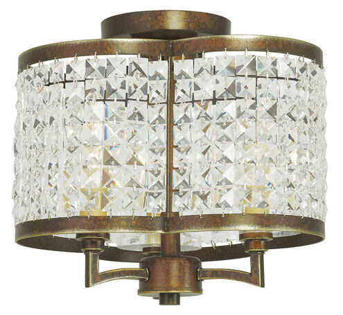 Grammercy 3 Light 12 inch Hand Painted Palacial Bronze Semi-Flush Mount Ceiling Light