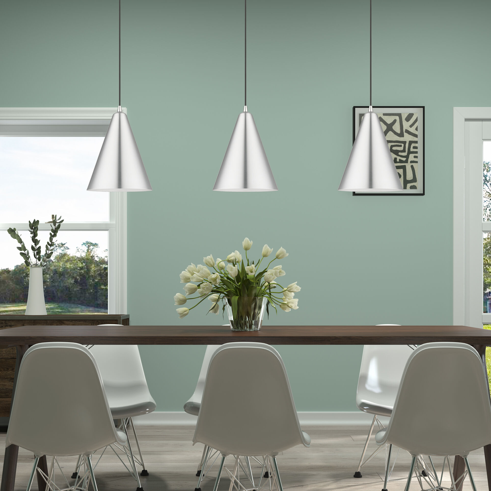 Dulce 1 Light 10 inch Brushed Aluminum with Polished Chrome Accents Pendant Ceiling Light