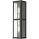 Gaffney 2 Light 16 inch Black with Brushed Nickel Finish Accents Outdoor ADA Wall Lantern in Black with Brushed Nickel Accent