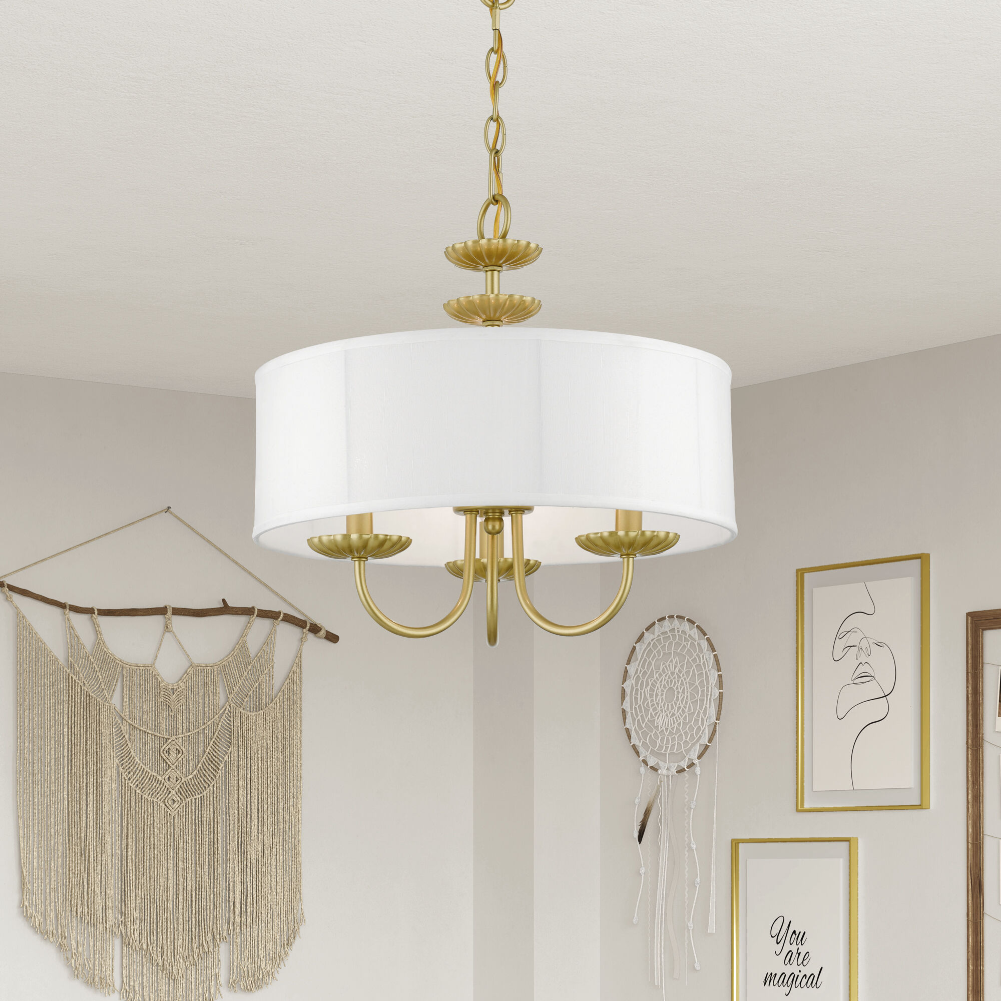 Brookdale 3 Light 16 inch Soft Gold Pendant Chandelier Ceiling Light