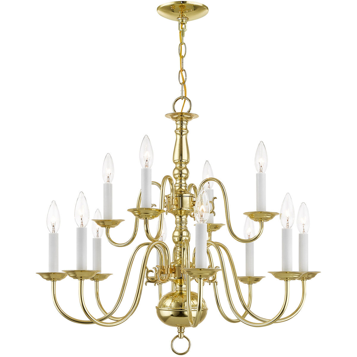 Williamsburgh 12 Light 26 inch Polished Brass Chandelier Ceiling Light
