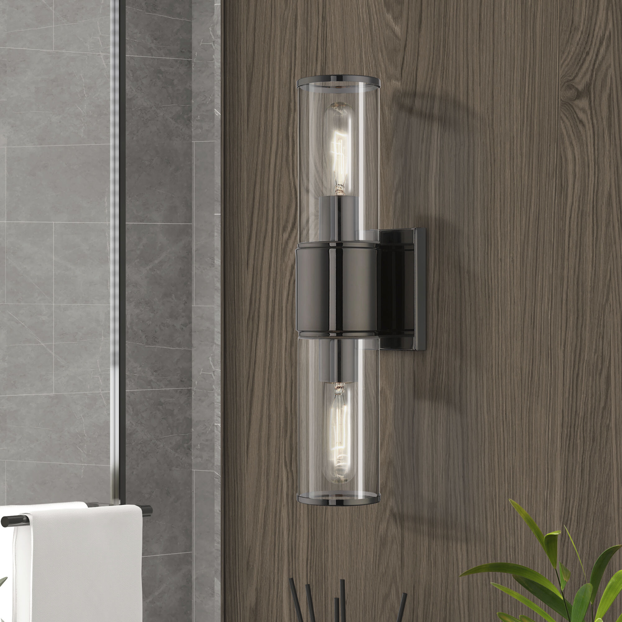 Quincy 2 Light 16 inch Black Chrome Vanity Sconce Wall Light