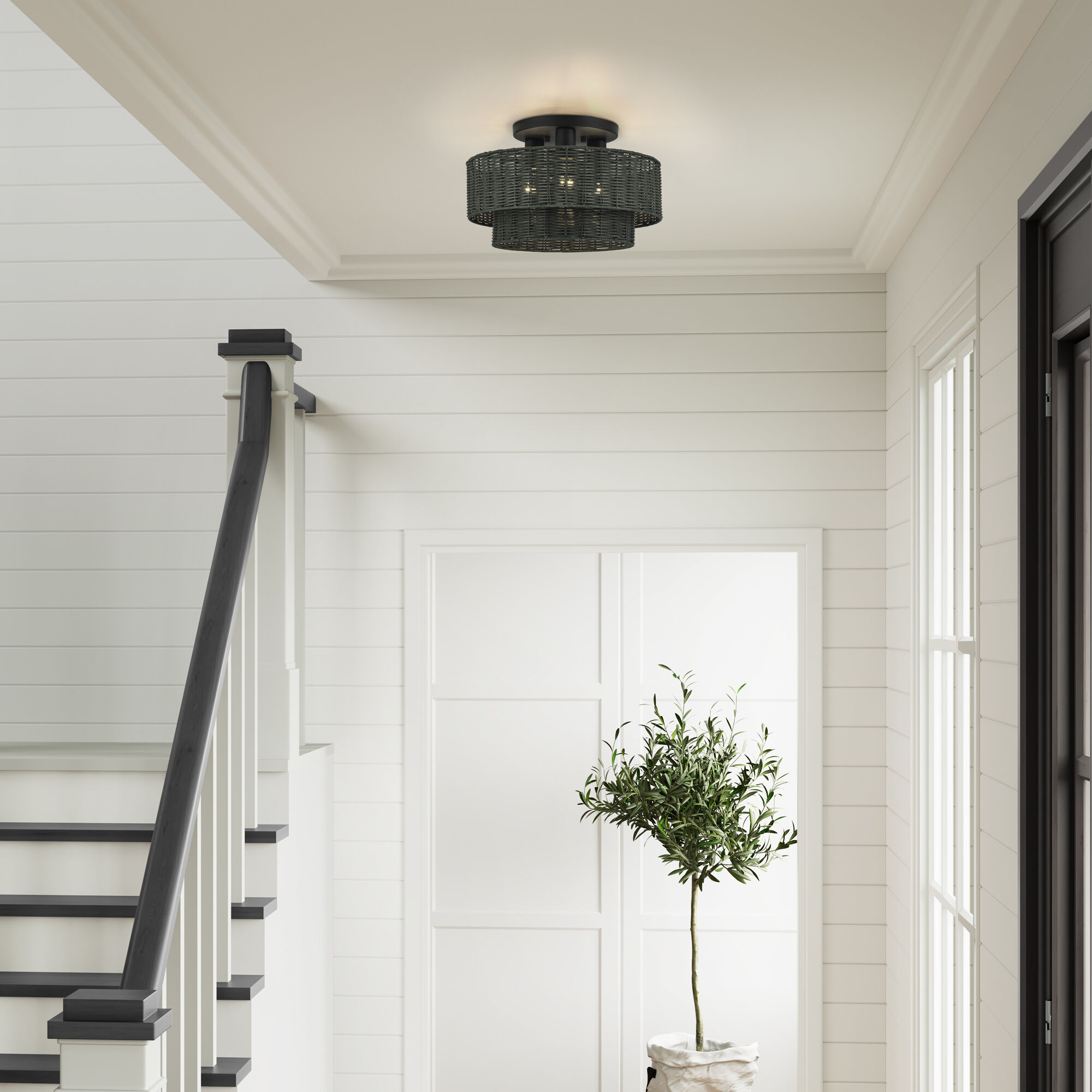 Weavington 3 Light 15 inch Black Semi Flush Mount Ceiling Light, Large