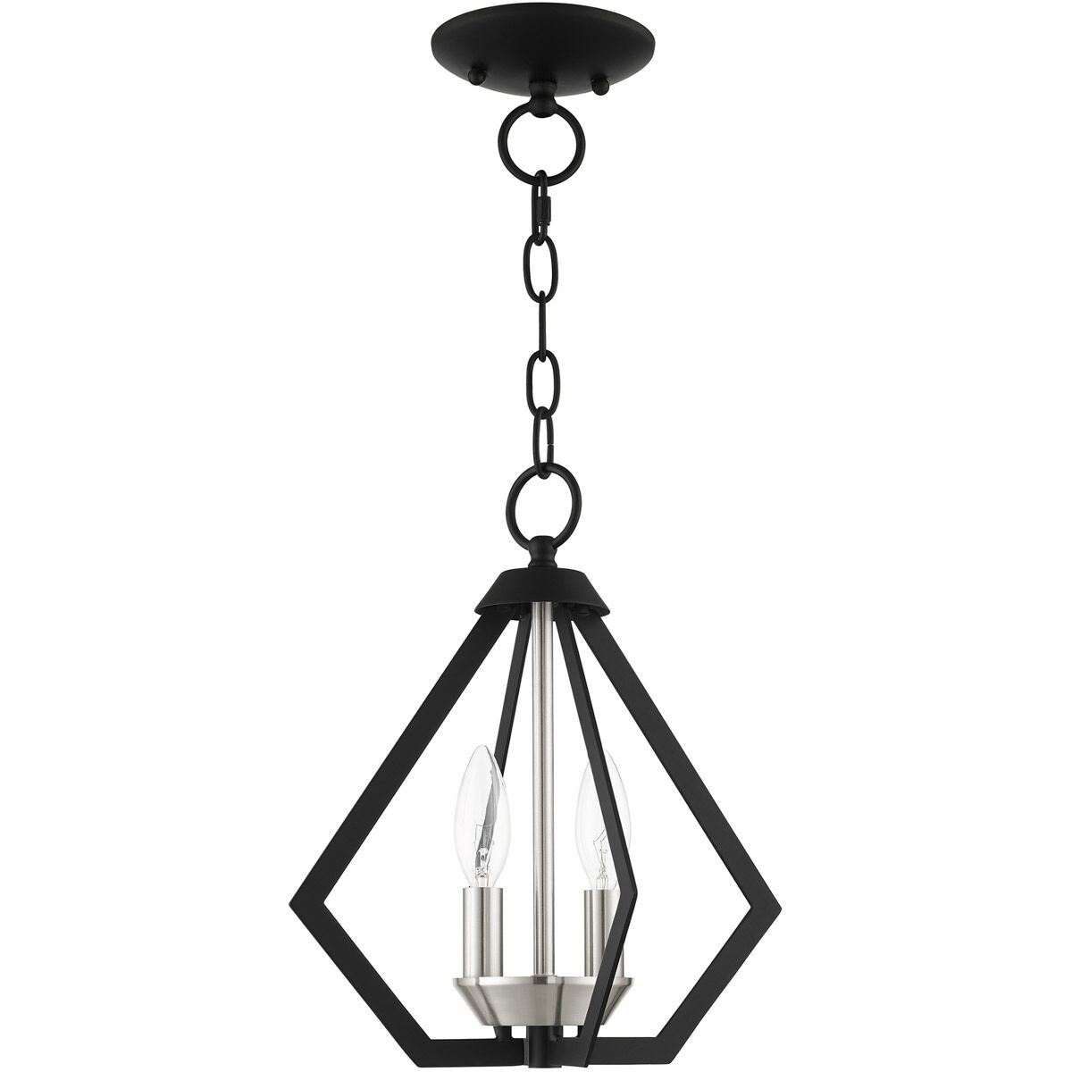 Prism 2 Light 11 inch Black with Brushed Nickel Cluster Convertible Semi Flush/Pendant Ceiling Light