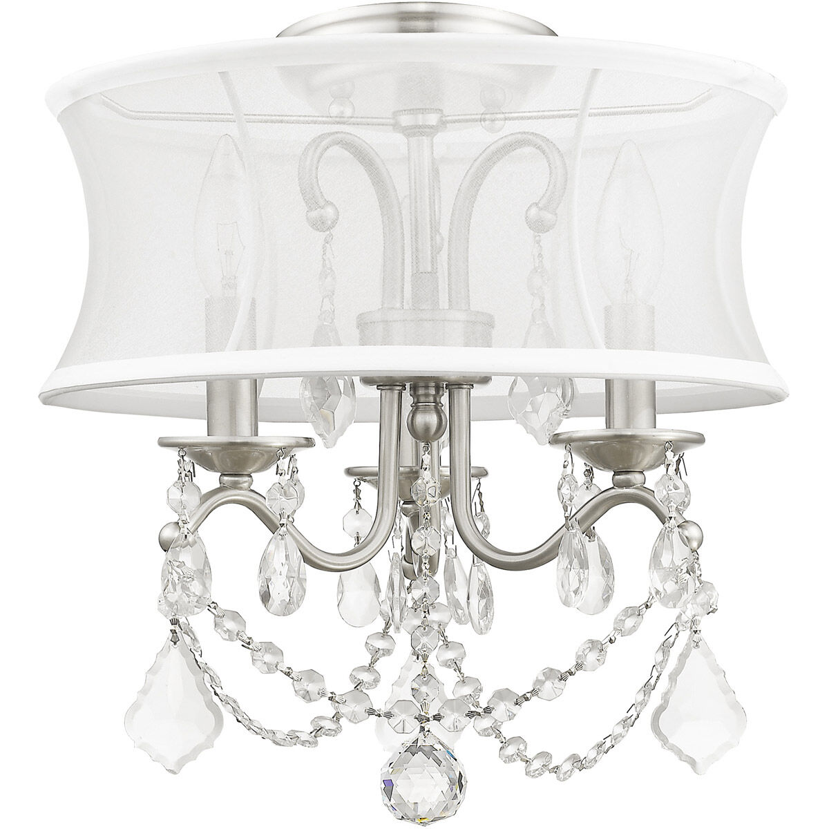 Newcastle 3 Light 13 inch Brushed Nickel Convertible Mini Chandelier/Ceiling Mount Ceiling Light