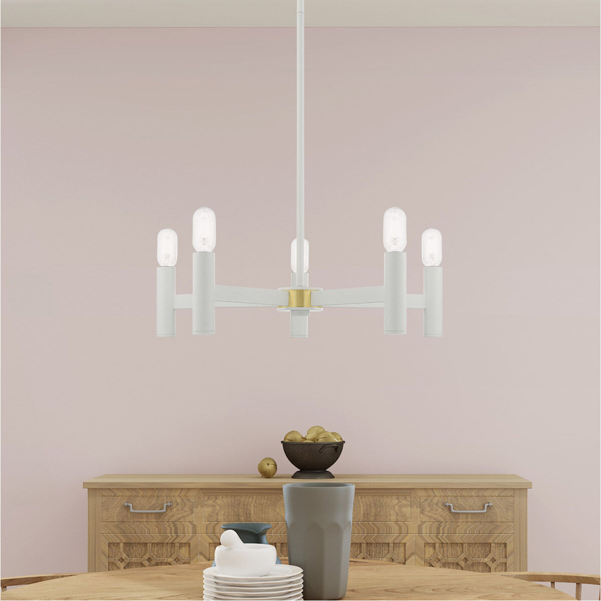 Copenhagen 5 Light 25 inch White Chandelier Ceiling Light