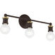 Lansdale 3 Light 20 inch Bronze with Antique Brass Accents Vanity Sconce Wall Light