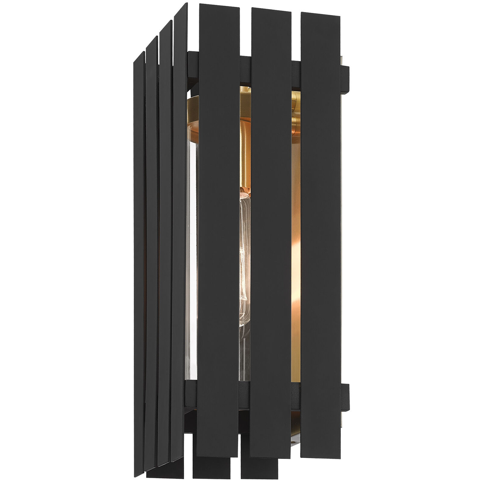 Greenwich 1 Light 10 inch Black with Satin Brass Accents Outdoor Wall Lantern