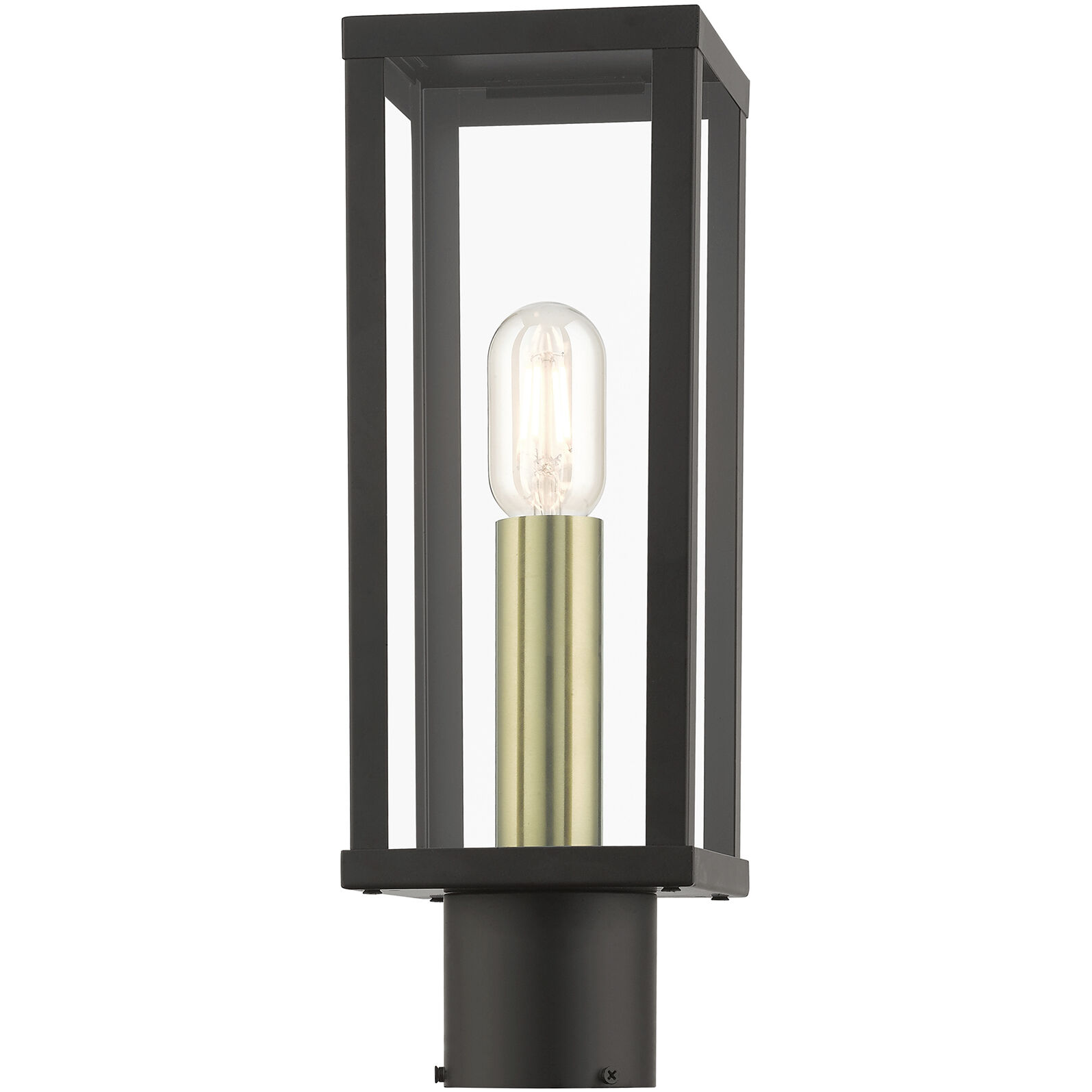 Gaffney 1 Light 15.5 inch Bronze with Antique Gold Finish Accents Outdoor Post Top Lantern