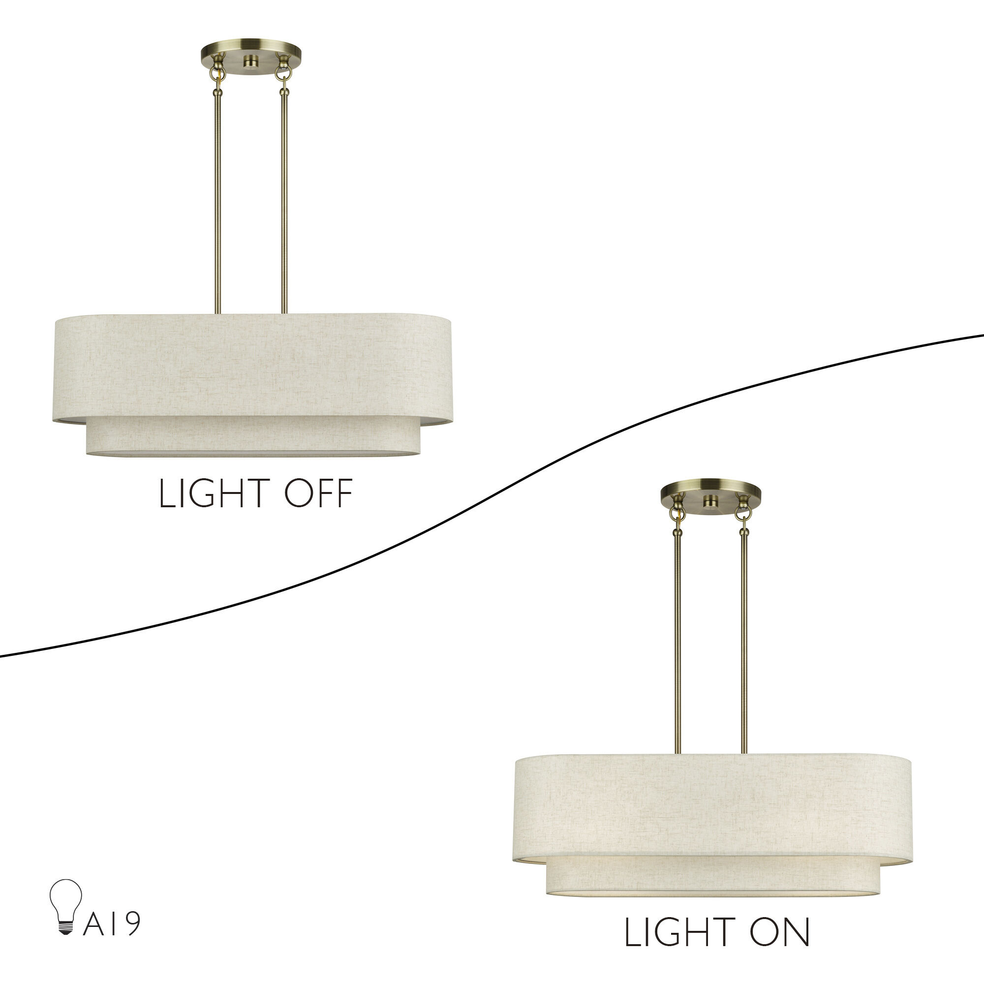 Manorwood 3 Light 30 inch Antique Brass Linear Chandelier Ceiling Light, Medium