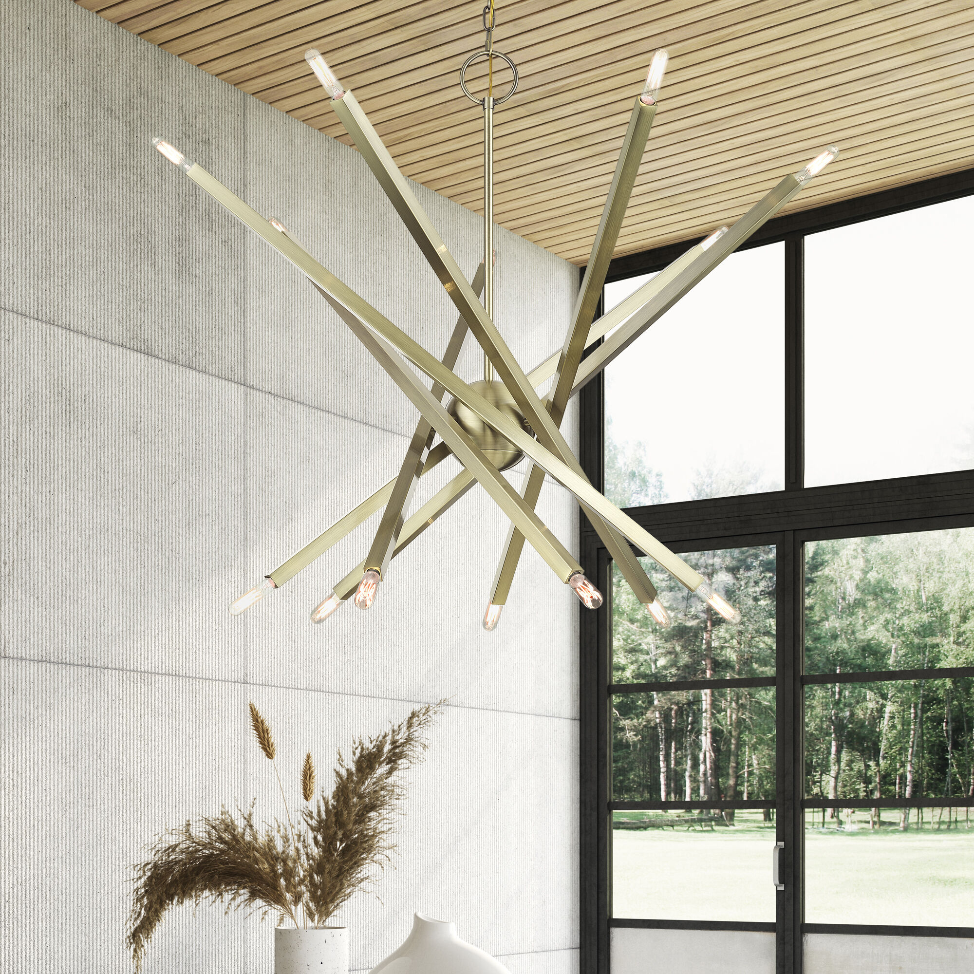 Monaco 14 Light 40 inch Antique Brass Foyer Chandelier Ceiling Light