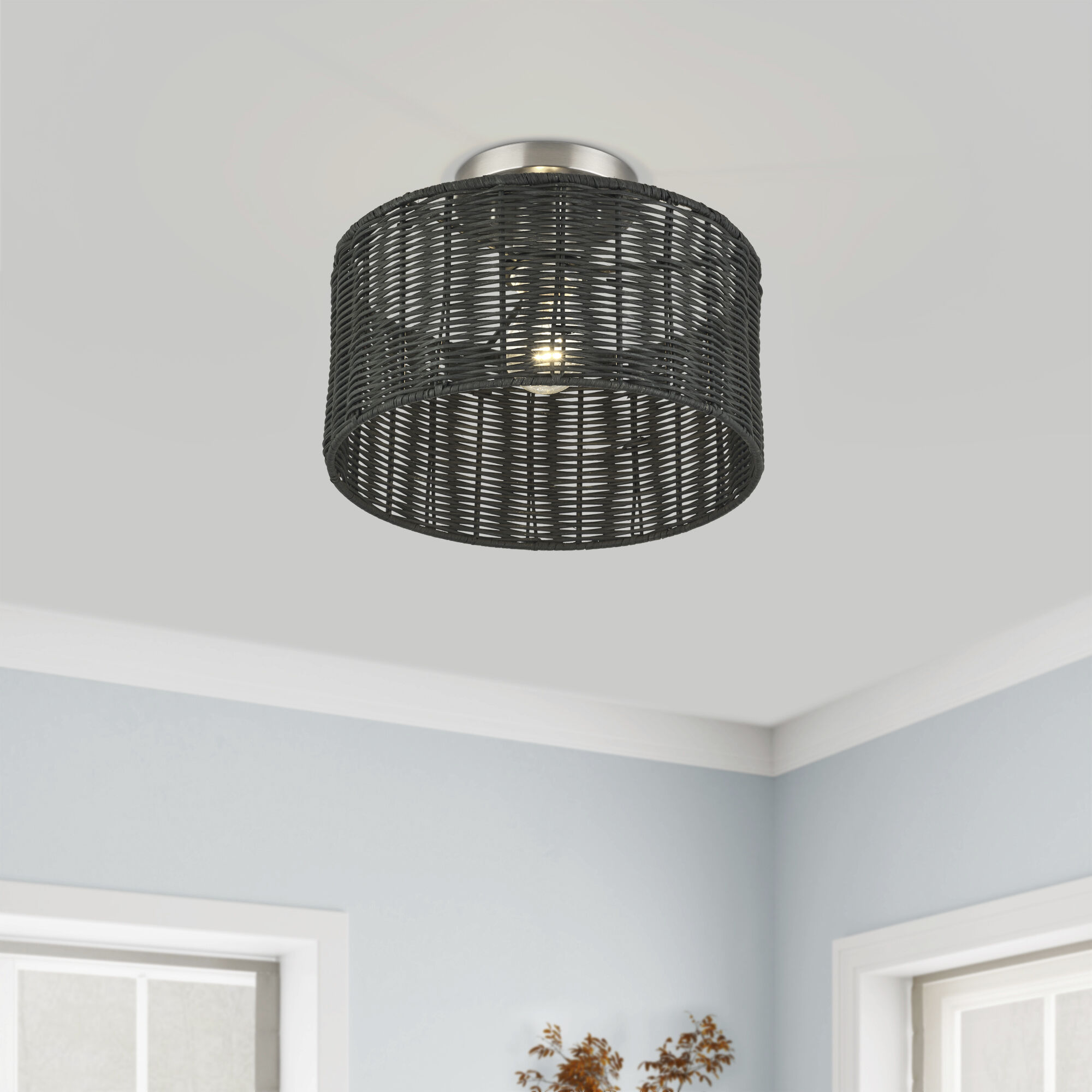 Weavington 1 Light 12 inch Brushed Nickel Semi Flush Mount Ceiling Light, Medium