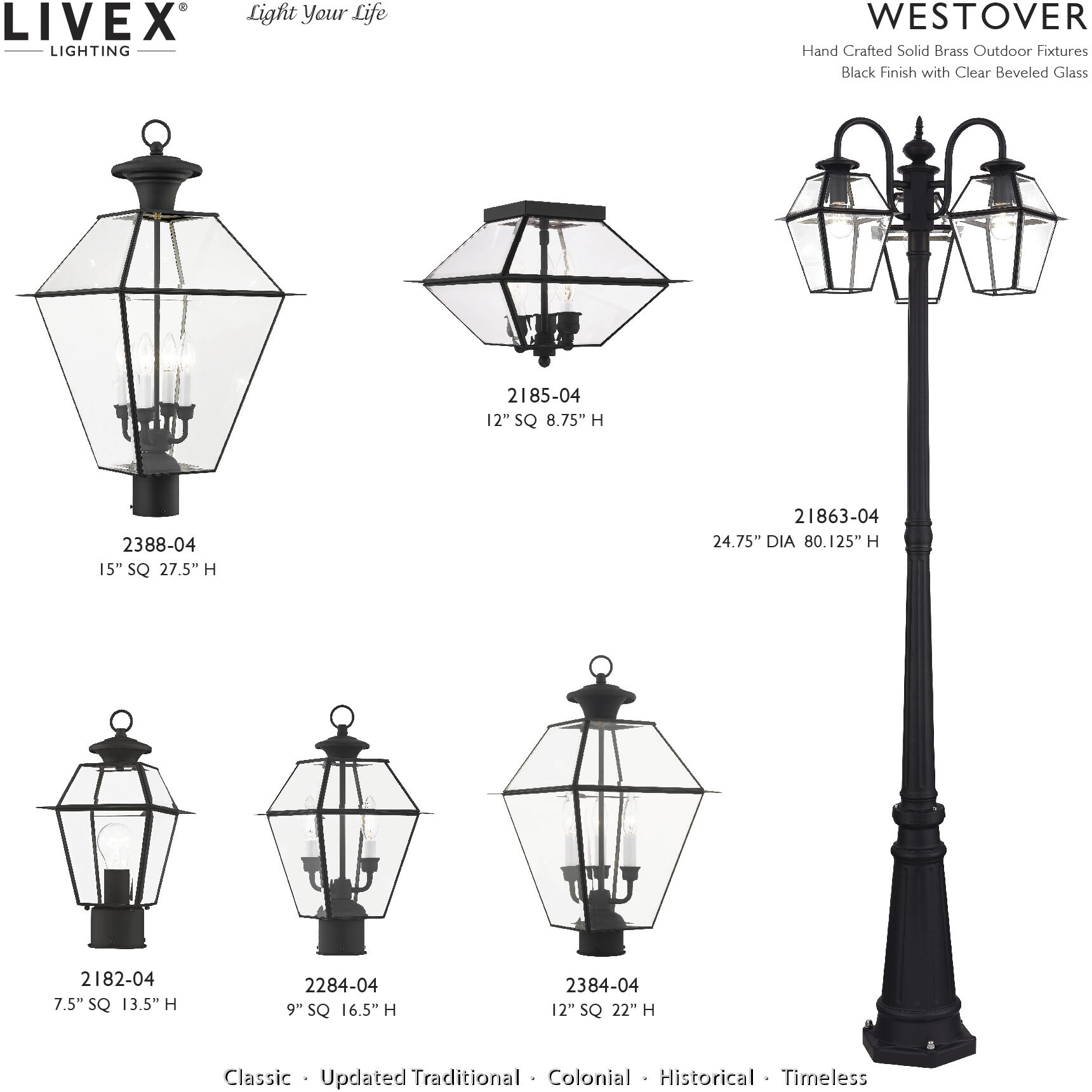 Westover 3 Light 80.13 inch Black Outdoor 3 Head Post Light