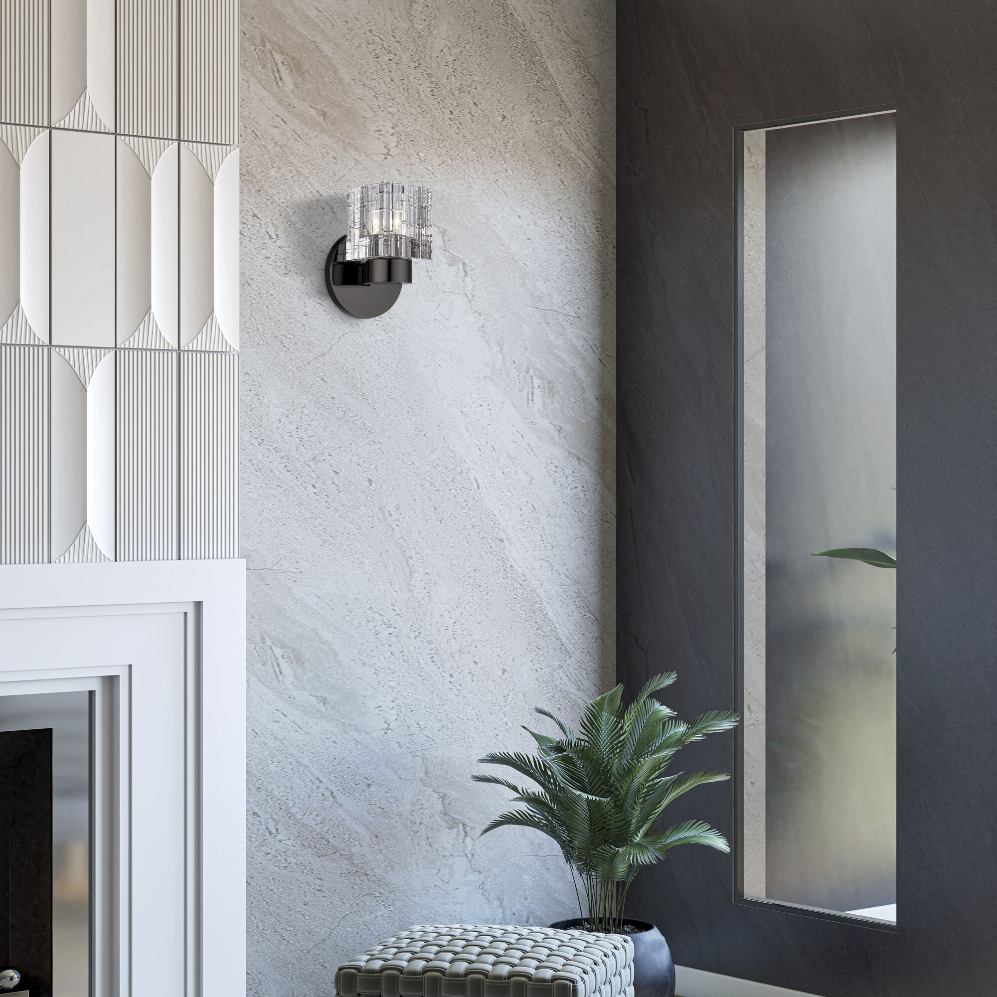 Rotterdam 1 Light 7 inch Black Chrome Crystal Single Sconce Wall Light