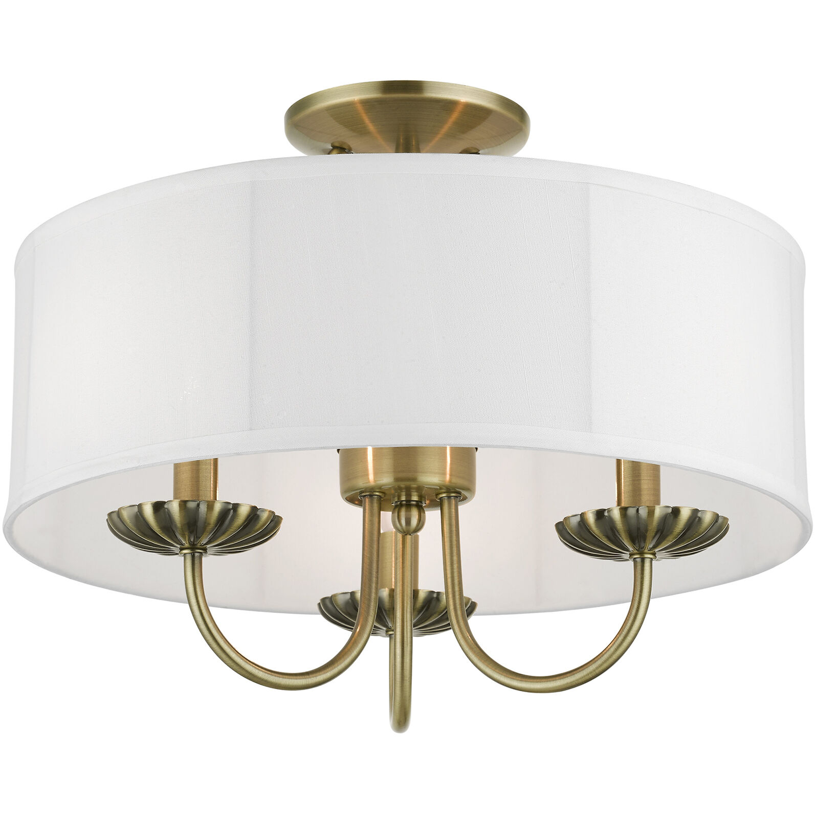 Brookdale 3 Light 16 inch Antique Brass Semi-Flush Mount Ceiling Light