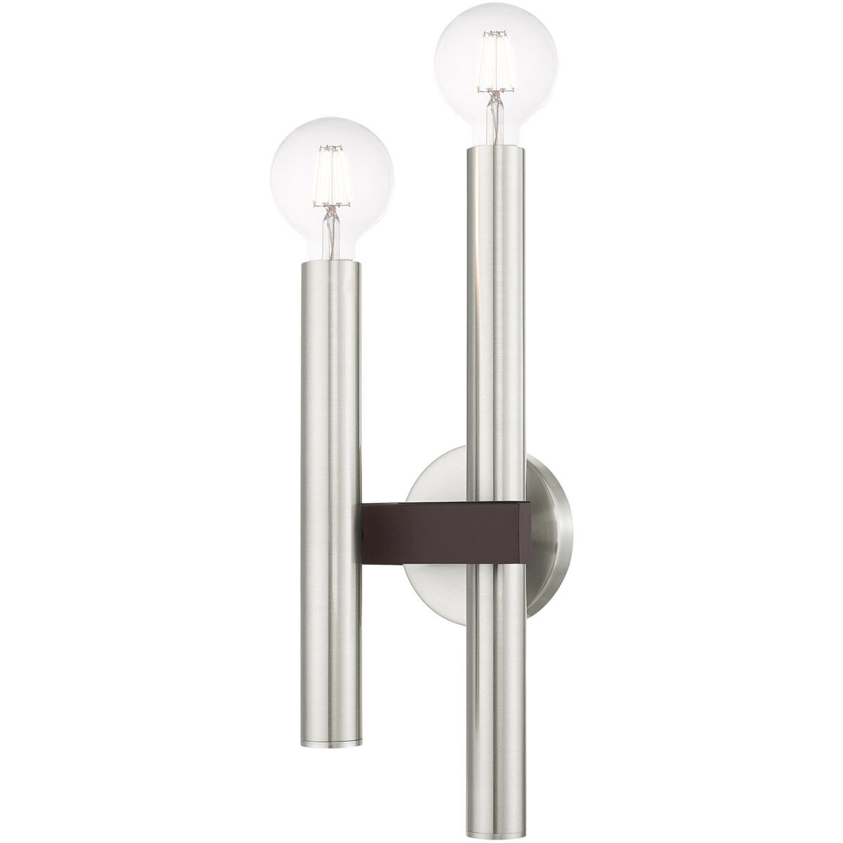 Helsinki 2 Light 7 inch Brushed Nickel with Bronze Accents Sconce Wall Light