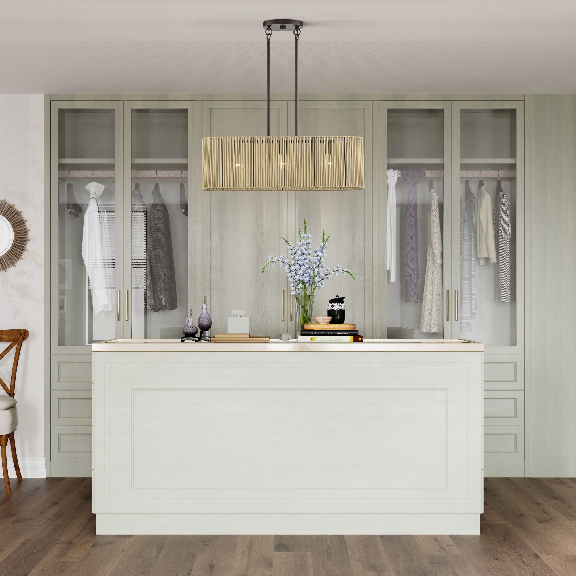 Goldiemesh 3 Light 30 inch English Bronze Linear Chandelier Ceiling Light, Medium