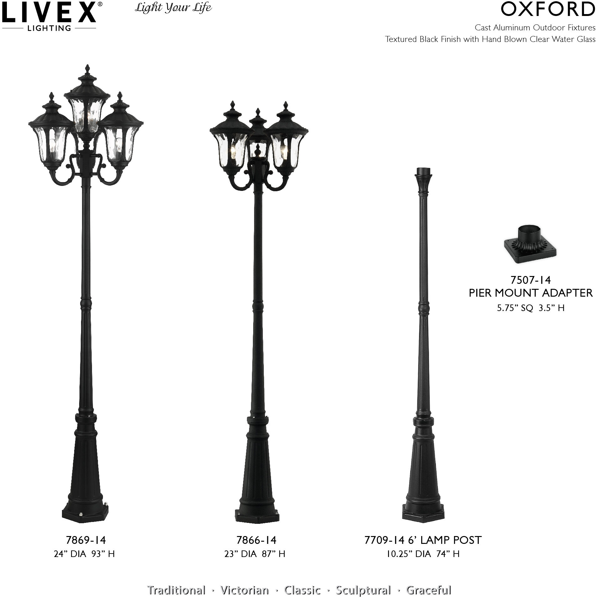 Oxford 4 Light 93 inch Textured Black Outdoor Post Light 