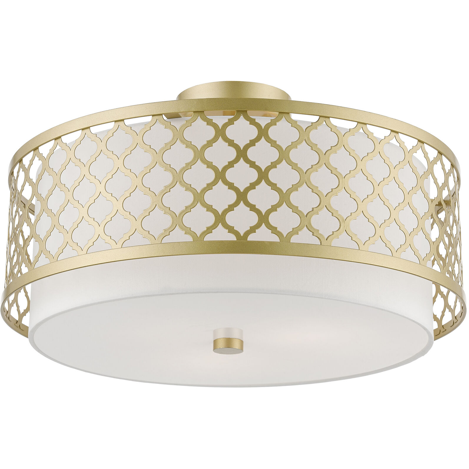 Arabesque 3 Light 18 inch Soft Gold Semi-Flush Ceiling Light, Large