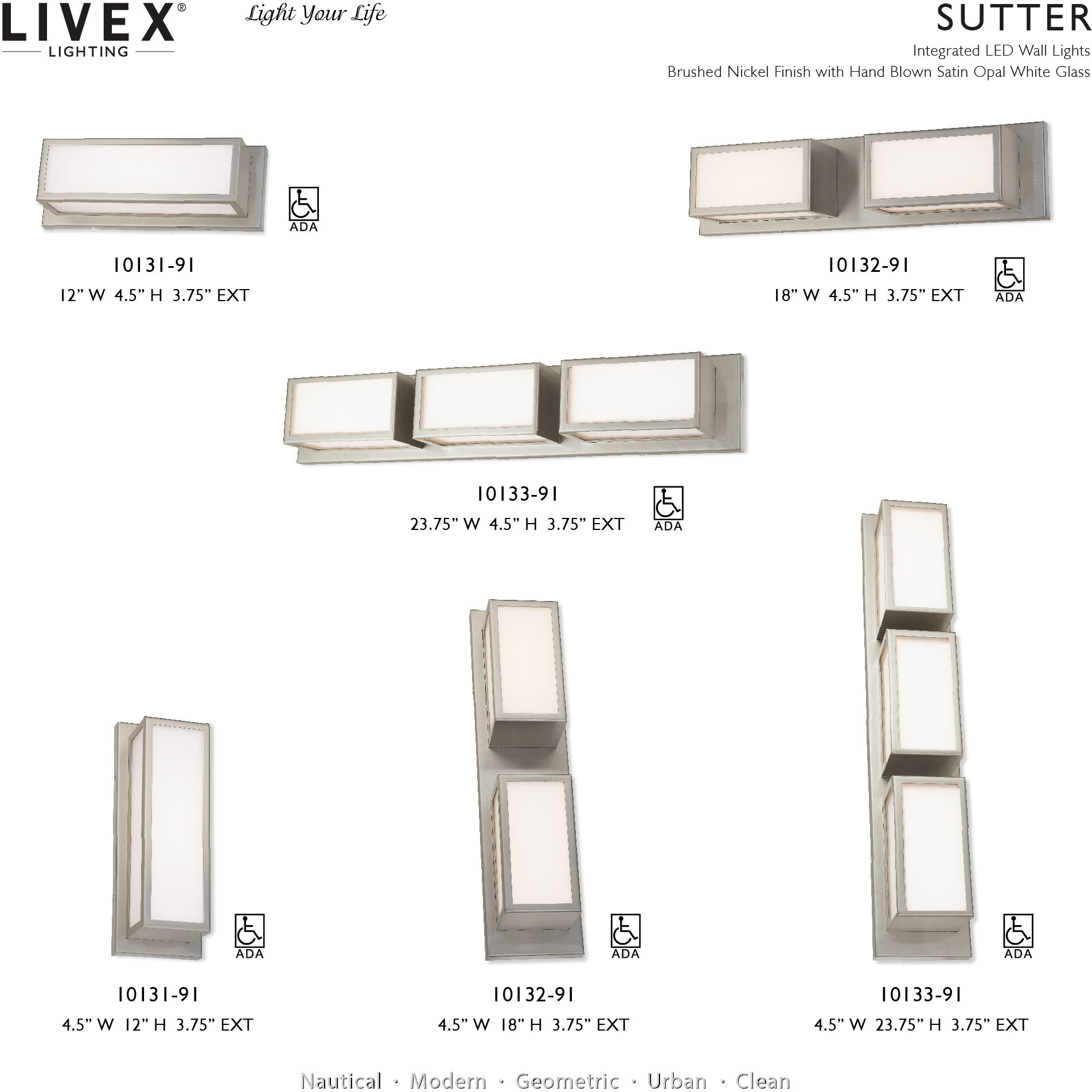 Sutter LED 18 inch Brushed Nickel ADA Bath Vanity Wall Light