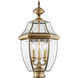Monterey 3 Light 23.5 inch Antique Brass Outdoor Post Top Lantern