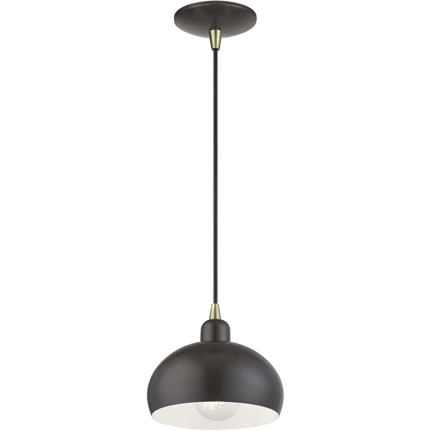 Domma 1 Light 8 inch English Bronze with Antique Brass Accents Mini Pendant Ceiling Light