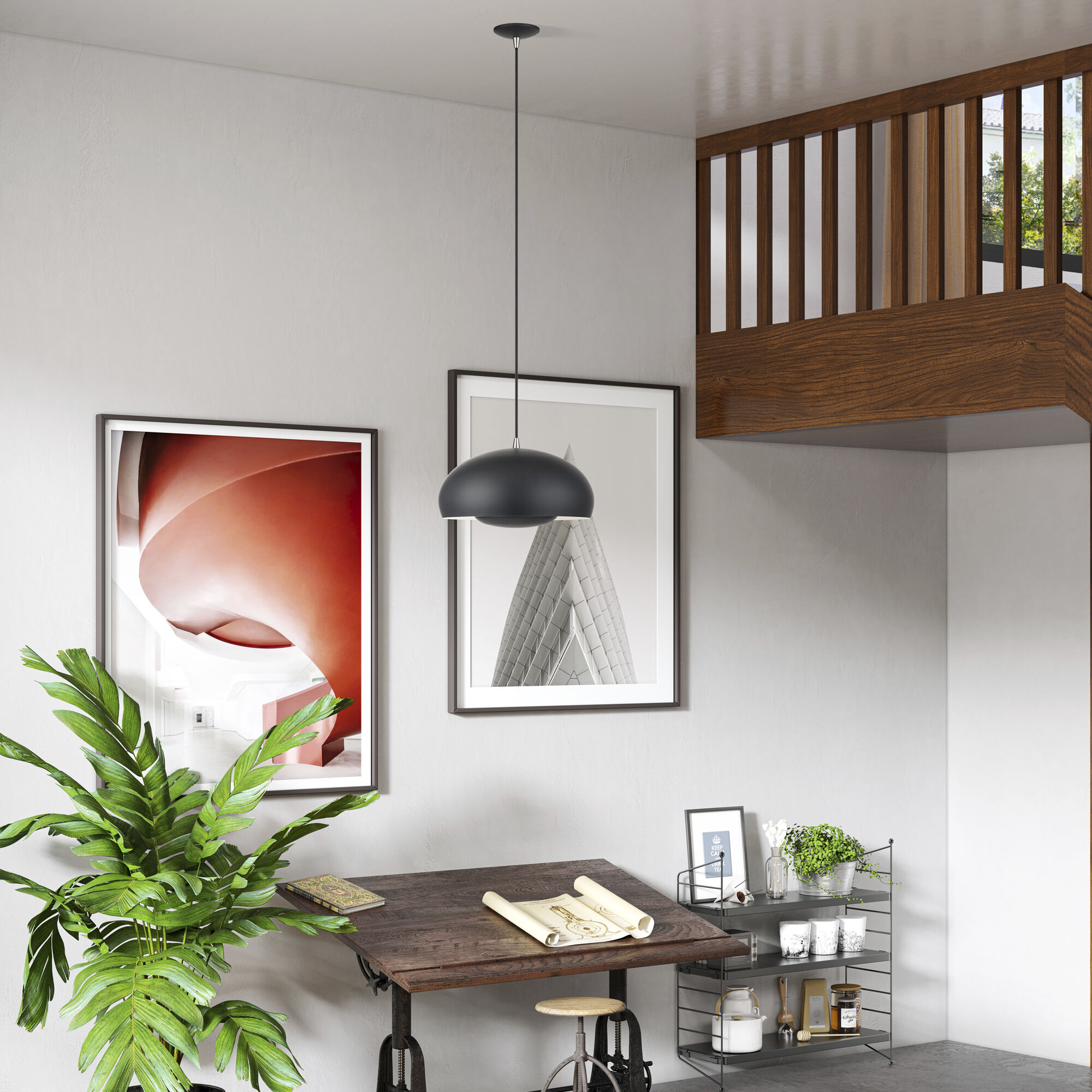 Domma 3 Light 17 inch Black with Brushed Nickel Accents Pendant Ceiling Light