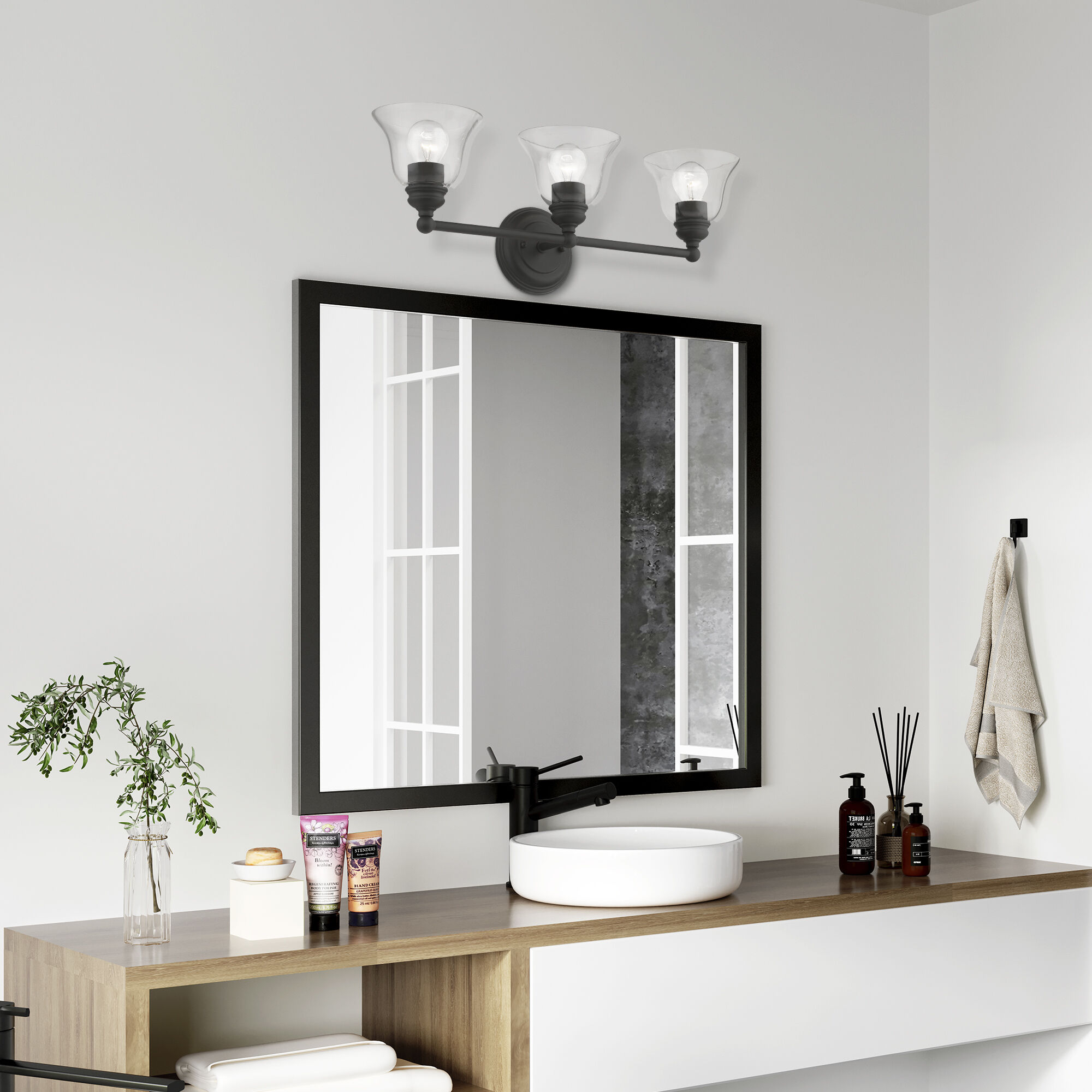 Moreland 3 Light 24 inch Black Vanity Sconce Wall Light