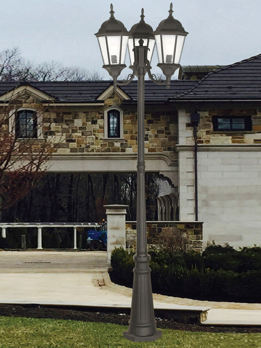 Hamilton 3 Light 86 inch Textured Black Outdoor 3 Head Post