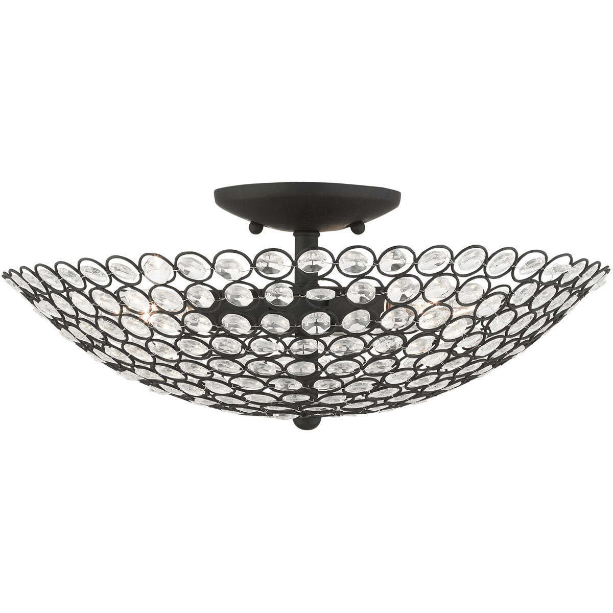 Cassandra 3 Light 16 inch Black Semi Flush Ceiling Light
