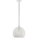 Chantily 1 Light 12 inch White with Brushed Nickel Accents Pendant Ceiling Light