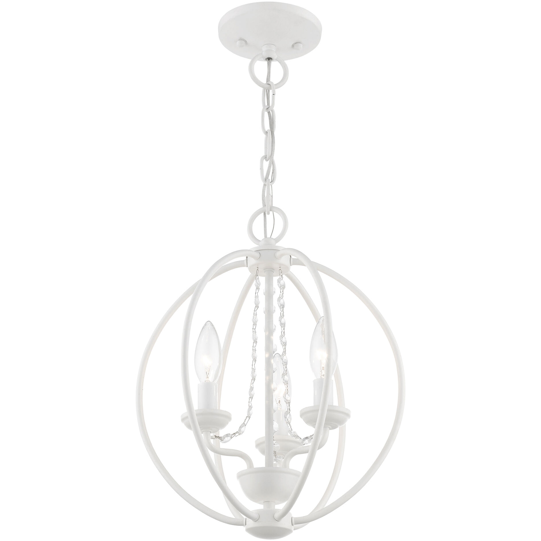 Arabella 3 Light 12 inch White Convertible Mini Chandelier/ Semi-Flush Ceiling Light, Globe
