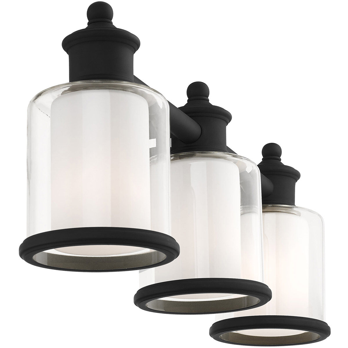 Middlebush 3 Light 24 inch Black Vanity Sconce Wall Light