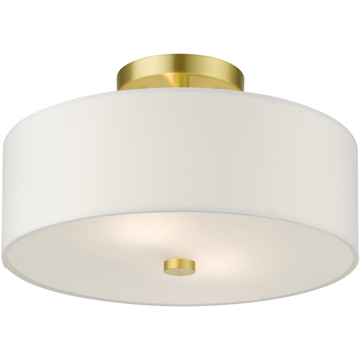 Meridian 2 Light 13 inch Satin Brass Semi Flush Ceiling Light