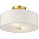 Meridian 2 Light 13 inch Satin Brass Semi Flush Ceiling Light